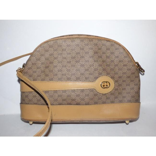 Gucci Vintage Purses Shades Of Brown Leather Coated Canvas Cross Body Bag