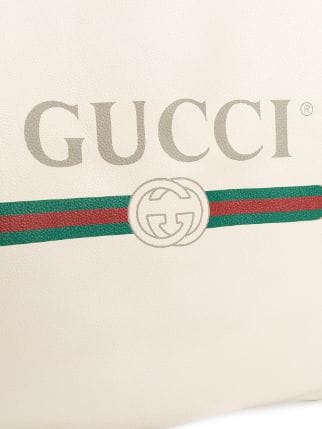 Gucci Logo-Print Drawstring Backpack in White