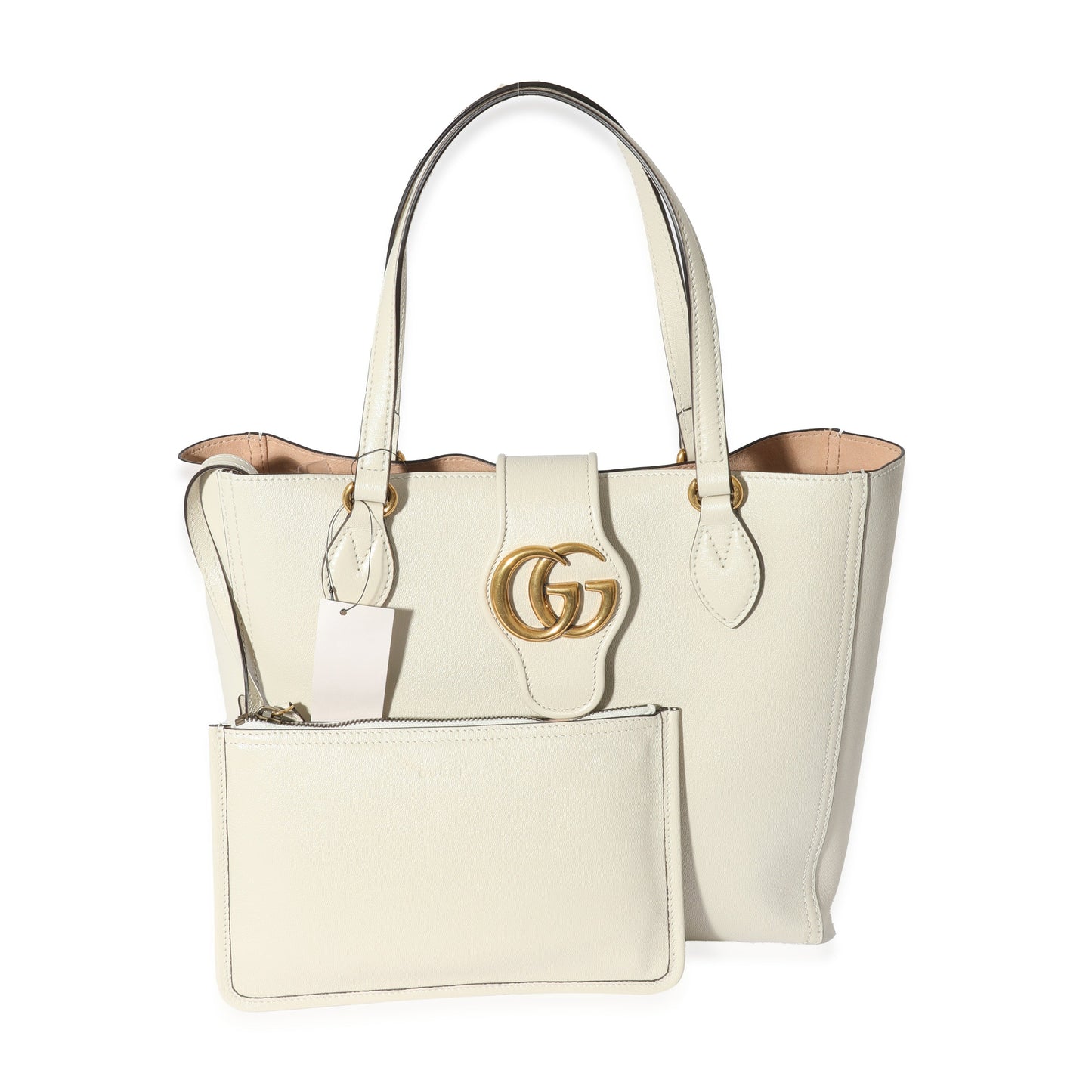 GUCCI White Leather New Sakai Small Dahlia Tote