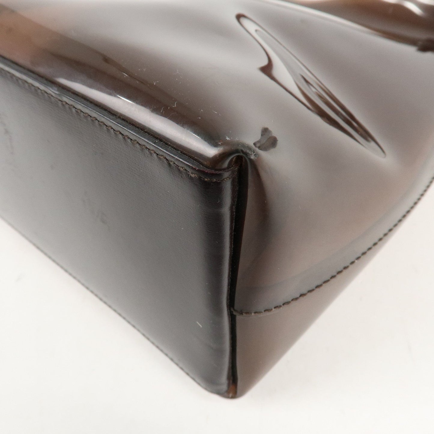 GUCCI Bamboo Vinyl Leather Shoulder Bag Clear Brown 001.2113.1880