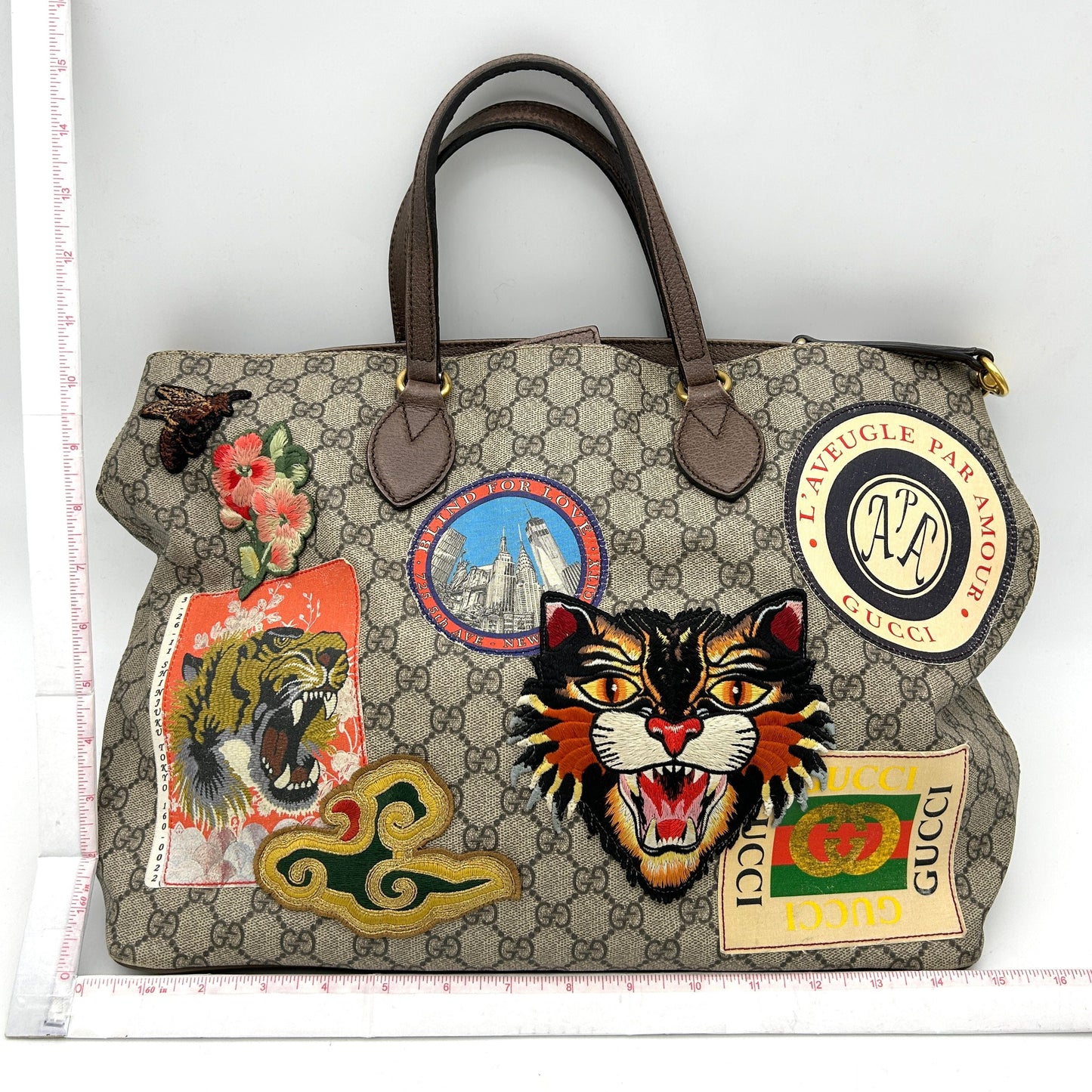 GUCCI Soft GG Supreme Monogram Courrier Large Duffle Bag Beige New Acero Multicolor LA24159
