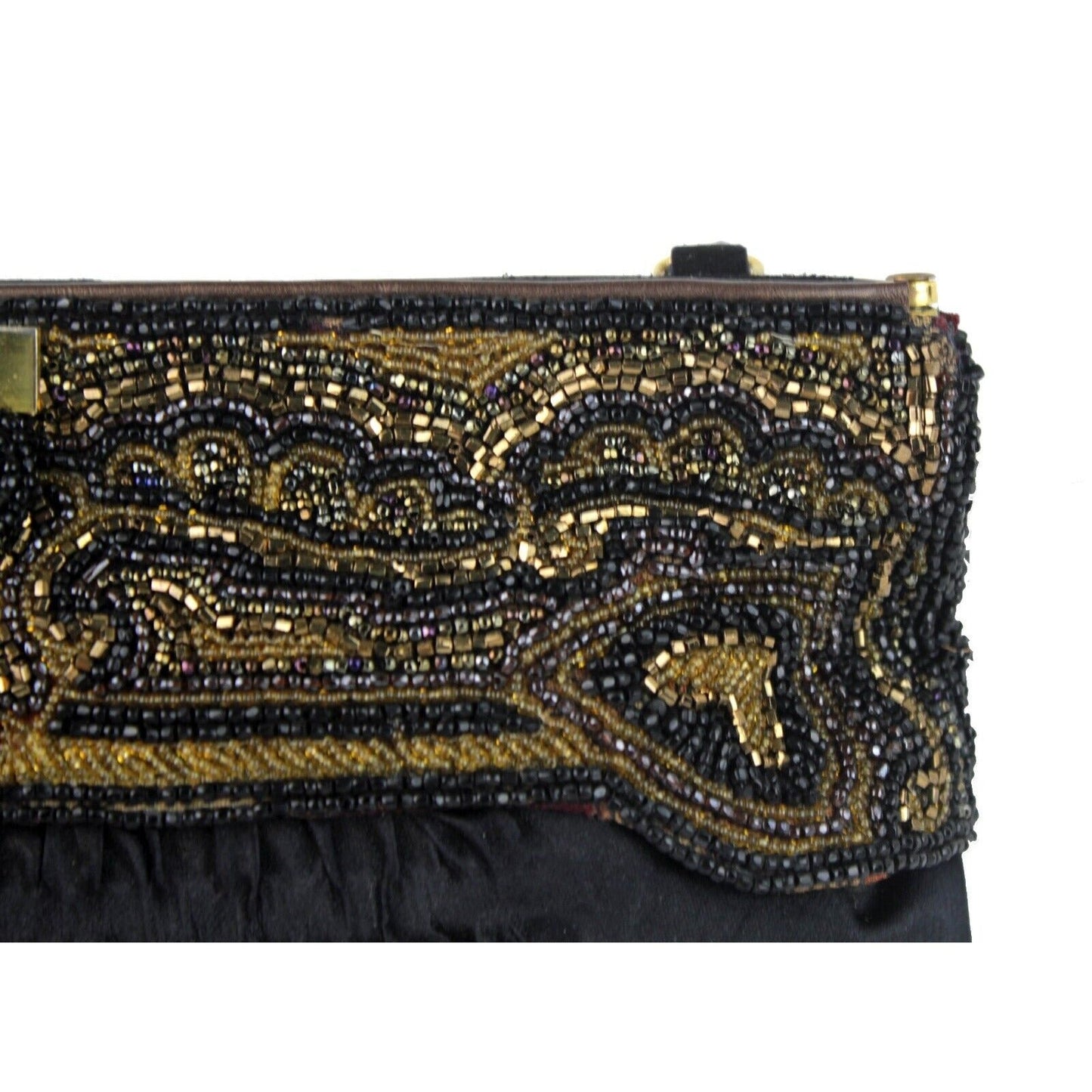 Gucci beaded black silk/satin pouch style cross body