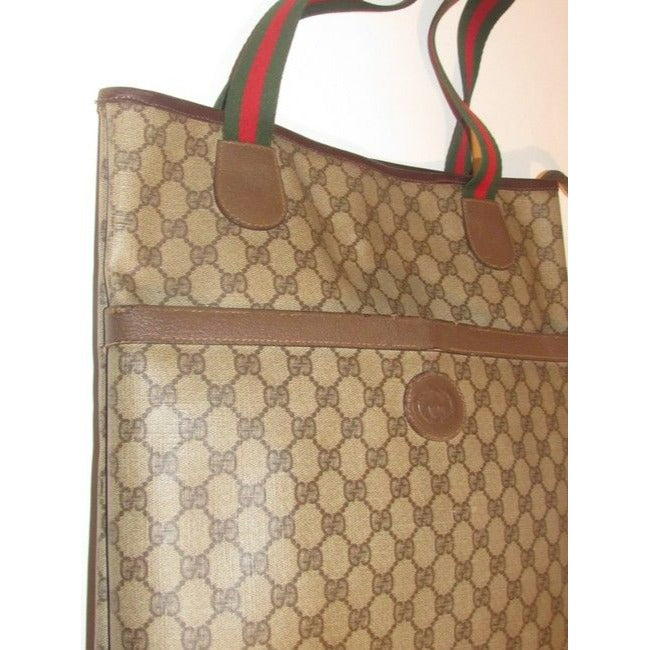 Gucci Vintage Pursesdesigner Purses Leather And Large G Logo Print Coated Canvas In Shades Of Brown