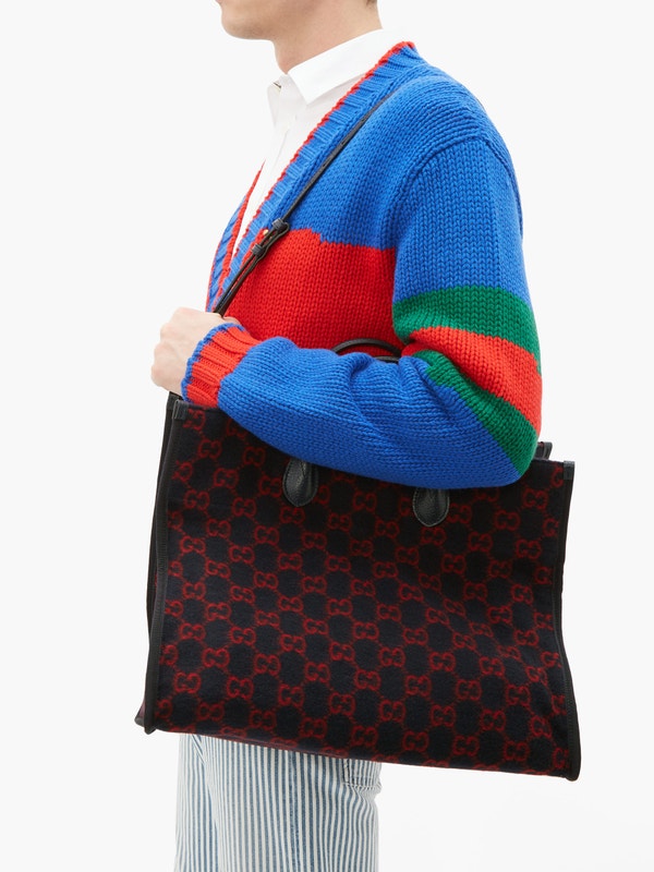 Gucci Wool Monogram GG Tote in Navy