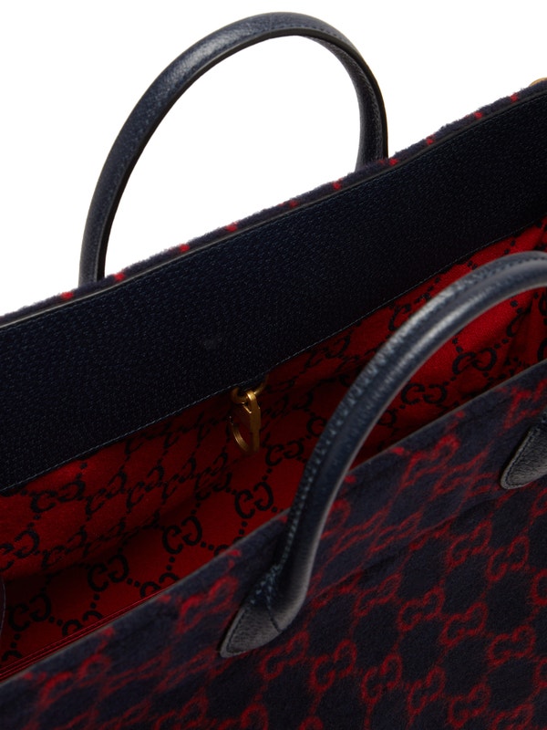 Gucci Wool Monogram GG Tote in Navy