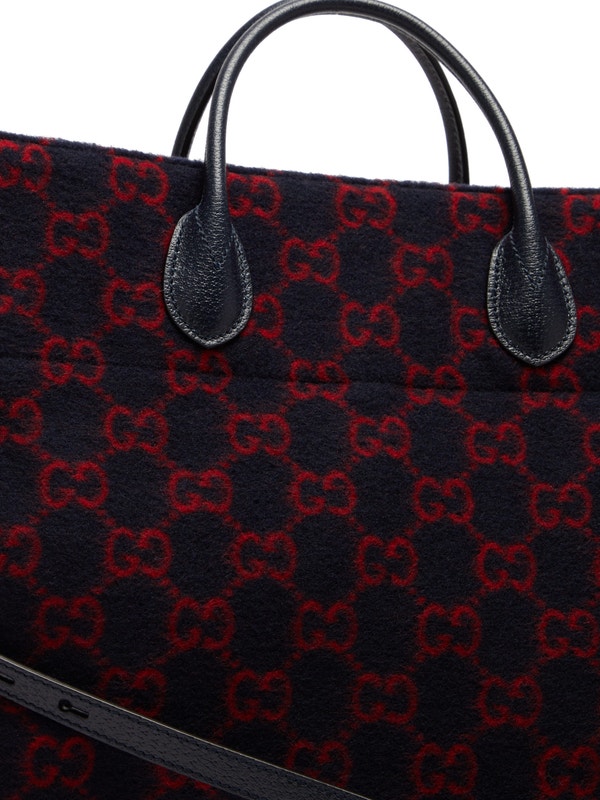 Gucci Wool Monogram GG Tote in Navy