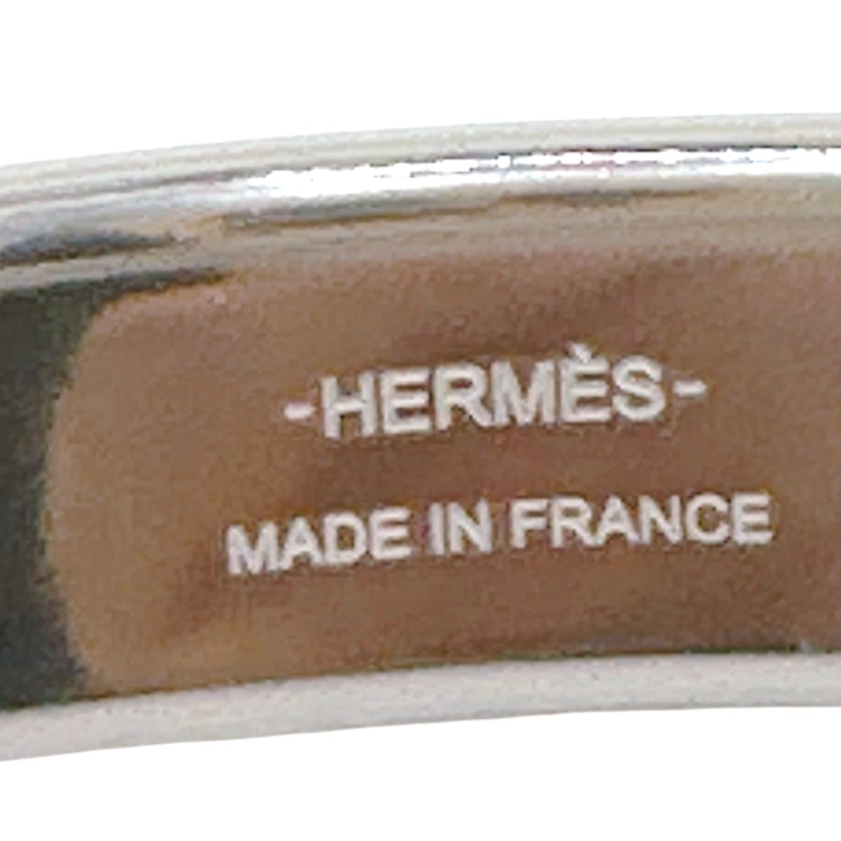 HERMES Bangle metal Silver bracelet Leather Scarlet Fan Olympe unisex(Unisex) Used
