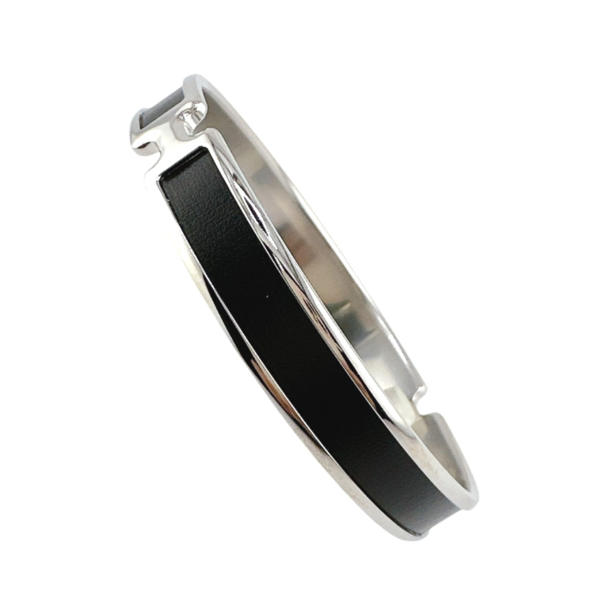 HERMES Bangle metal Silver bracelet Leather Scarlet Fan Olympe unisex(Unisex) Used