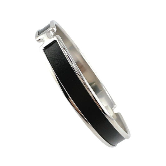 HERMES Bangle metal Silver bracelet Leather Scarlet Fan Olympe unisex(Unisex) Used