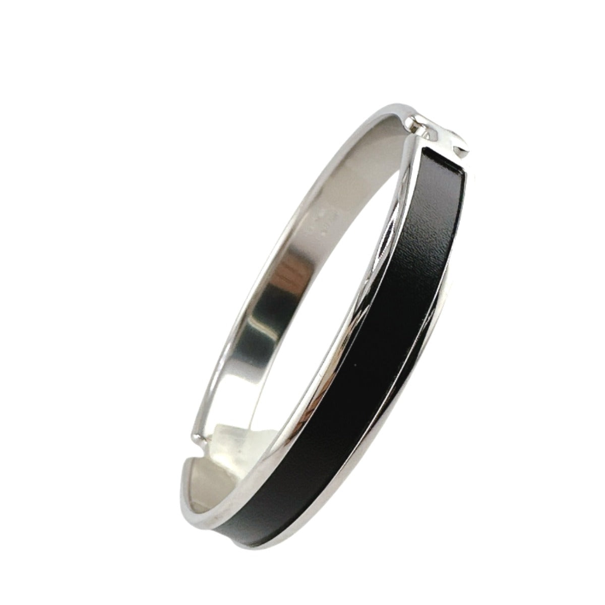 HERMES Bangle metal Silver bracelet Leather Scarlet Fan Olympe unisex(Unisex) Used