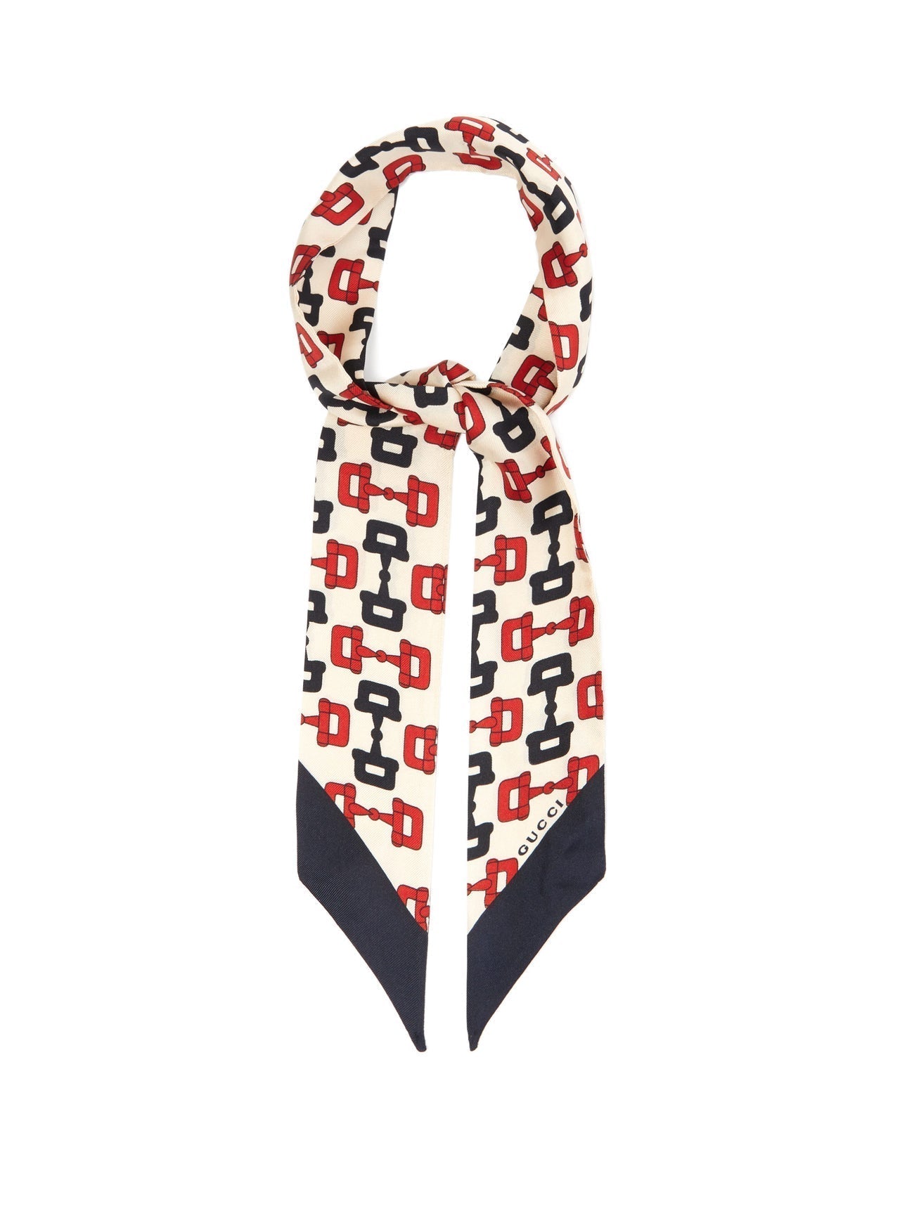 Gucci Horse-bit Silk Scarf in Ivory