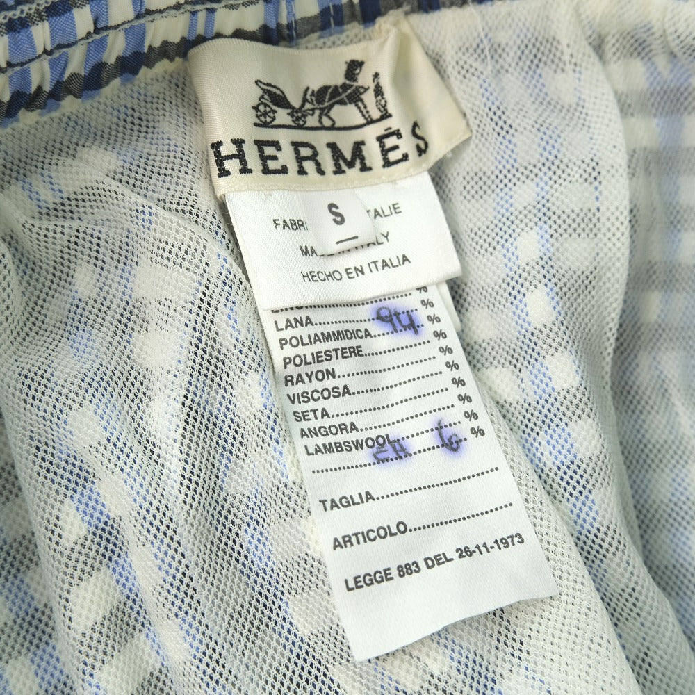 HERMES Pants Nylon, Polyurethane blue check Swimwear mens S Used