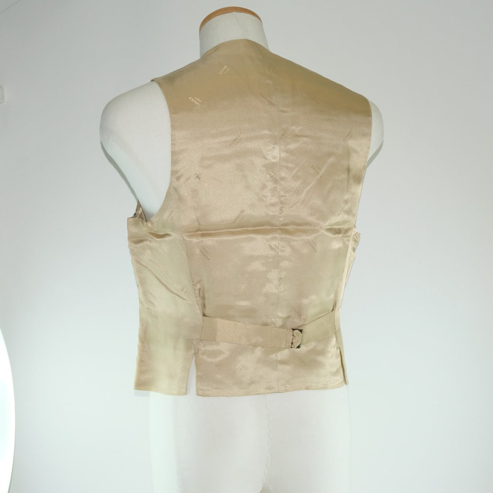 HERMES Best Linen, Rayon beige stripe Gillet mens 48 Used