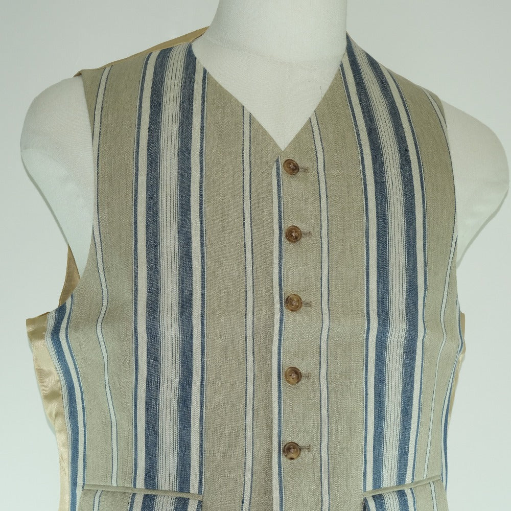 HERMES Best Linen, Rayon beige stripe Gillet mens 48 Used