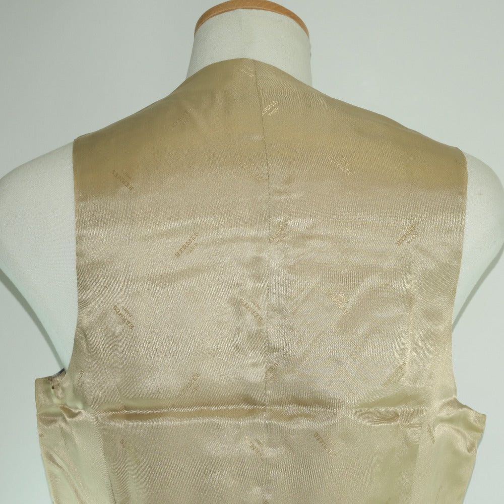 HERMES Best Linen, Rayon beige stripe Gillet mens 48 Used