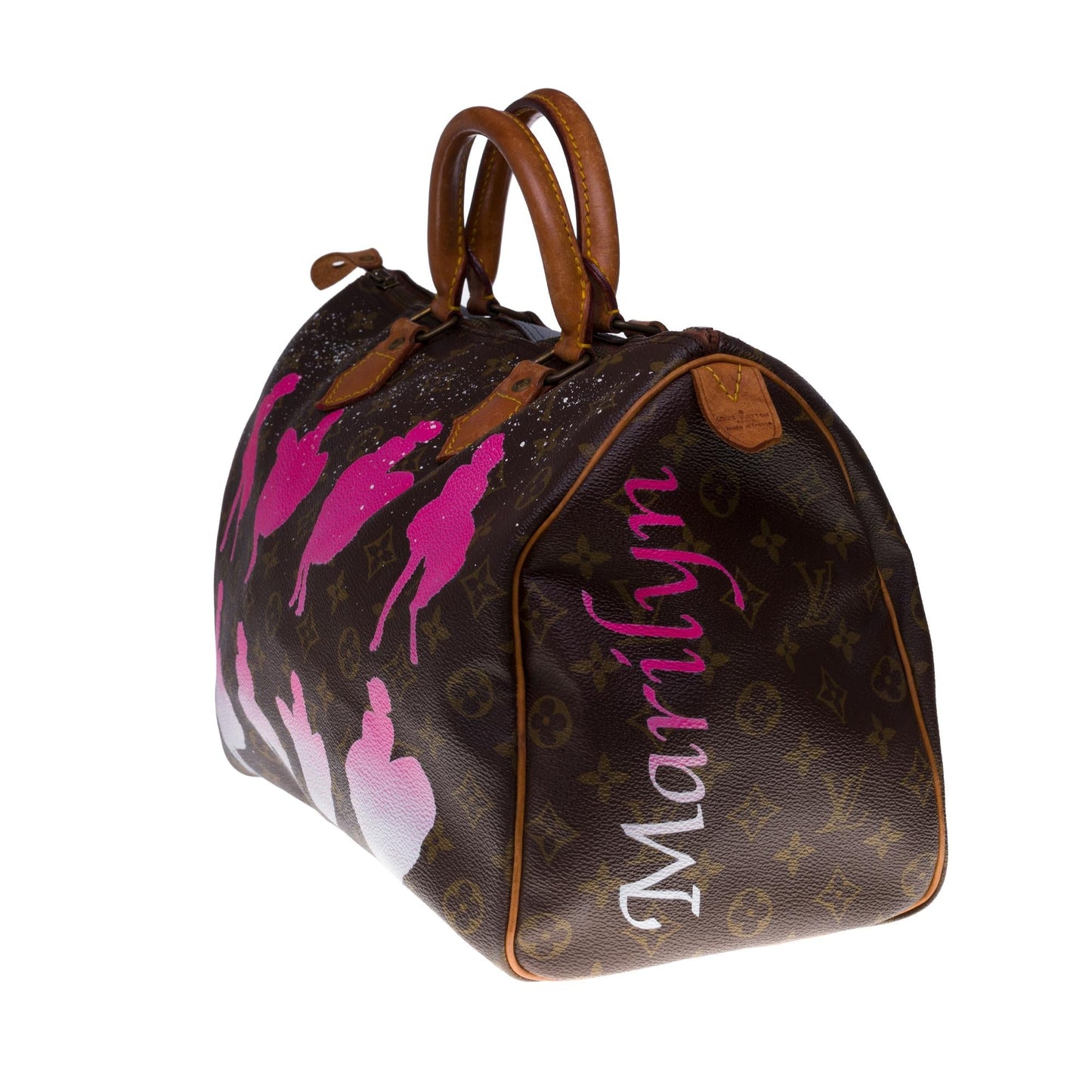 LOUIS VUITTON Customized Speedy 35 "Marilyn Monroe" handbag in Monogram canvas