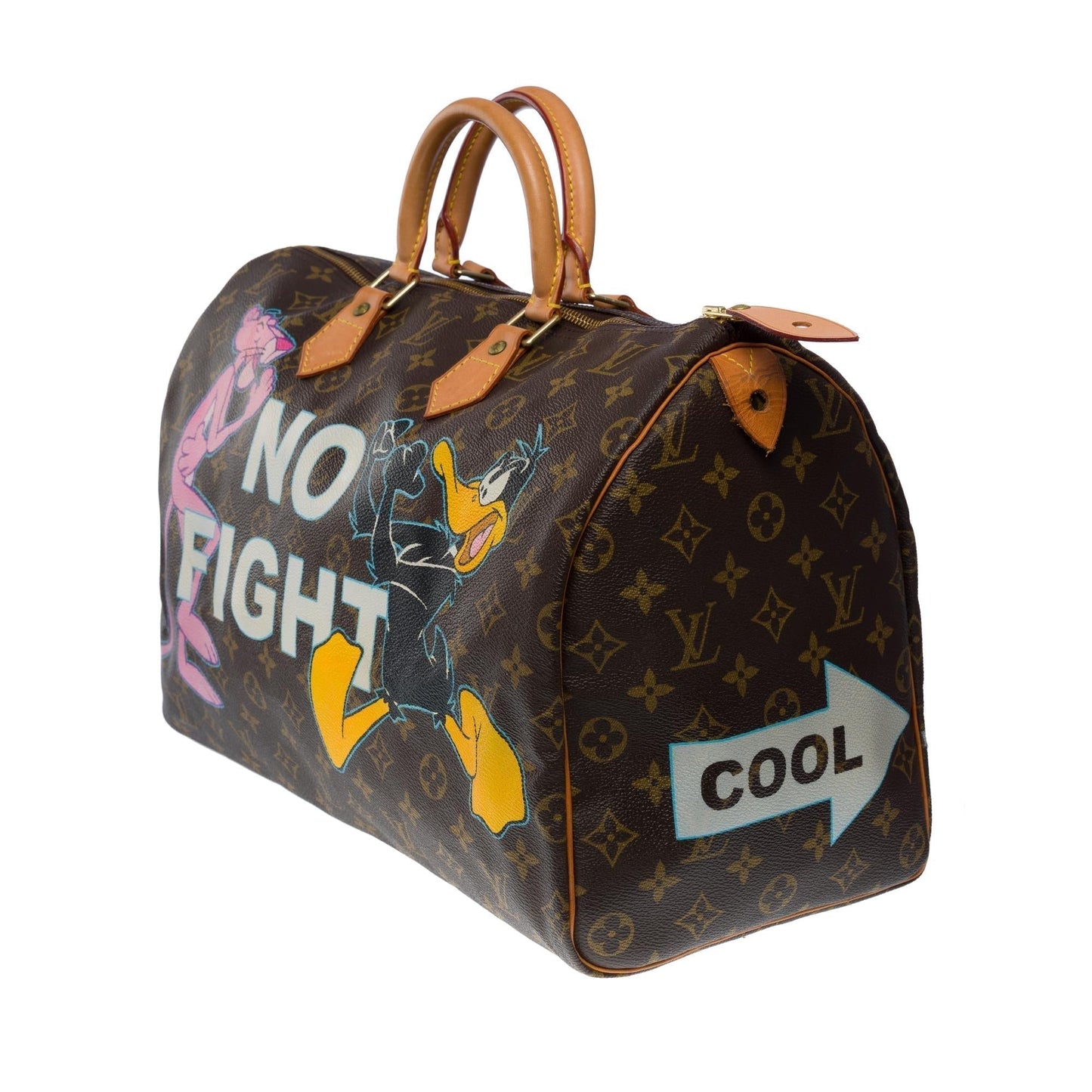 LOUIS VUITTON "Keep Cool" Customized Speedy 40 handbag in brown Monogram canvas