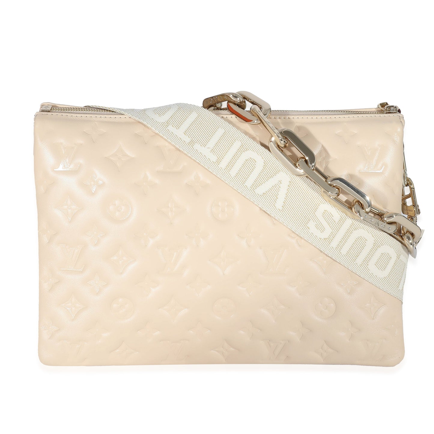 Louis Vuitton Cream Monogram Puffy Lambskin Coussin MM