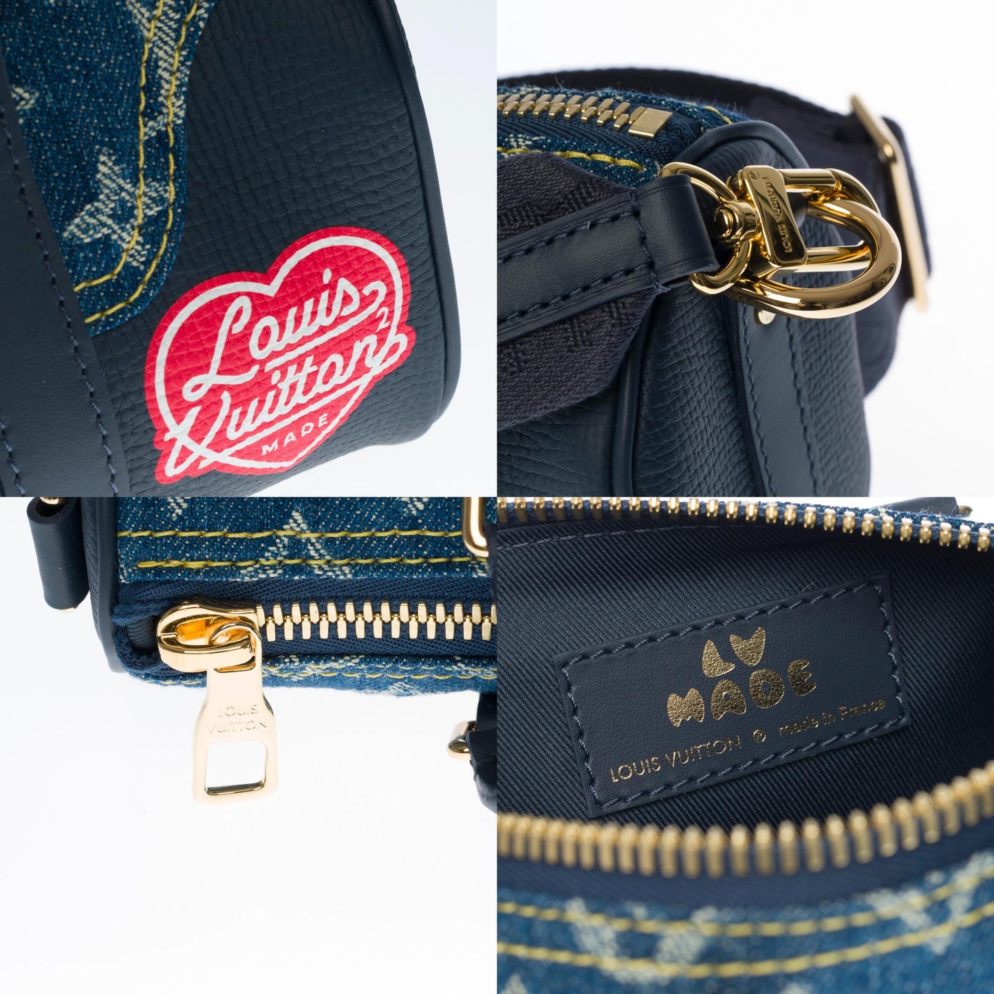 LOUIS VUITTON BRAND NEW-Limited edition keepall XS strap in blue denim by Nigo