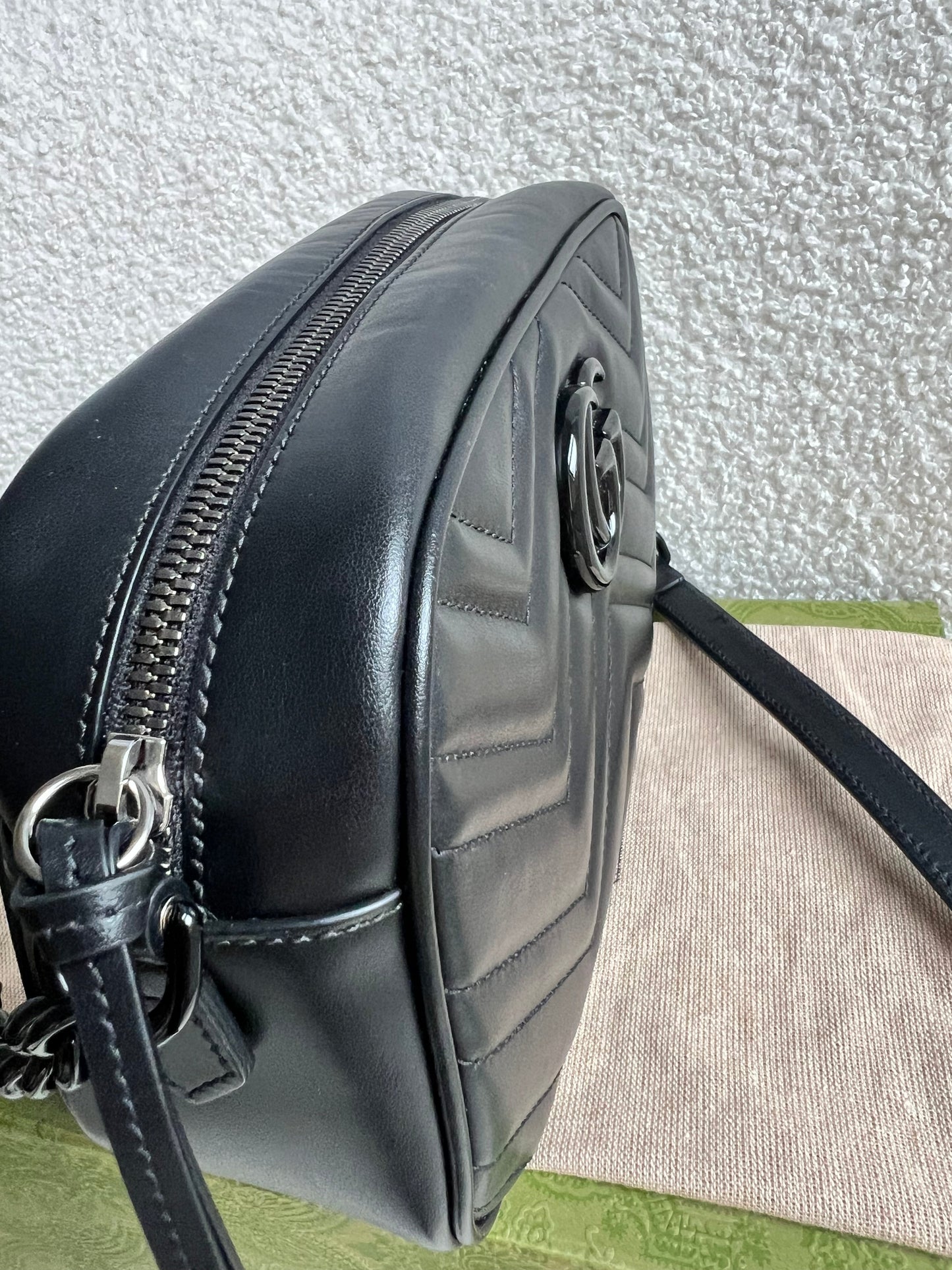 Gucci GG Black on Black Marmont Small Shoulder Bag (RRP £1340)