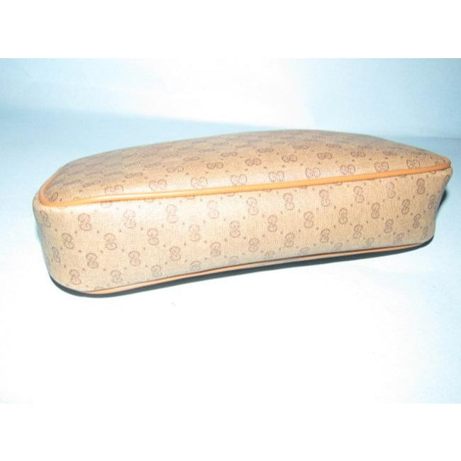 Gucci Vintage Brown Small G Logo Print On Coated Canvas And Camel Leather