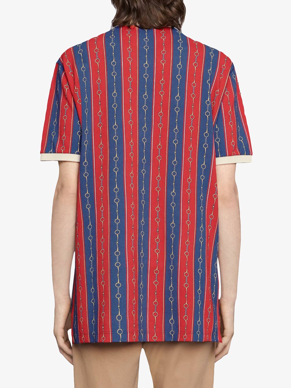 Gucci Horse-bit Chain Print Polo Shirt in Red