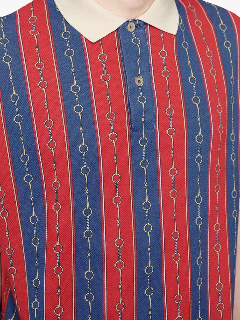 Gucci Horse-bit Chain Print Polo Shirt in Red