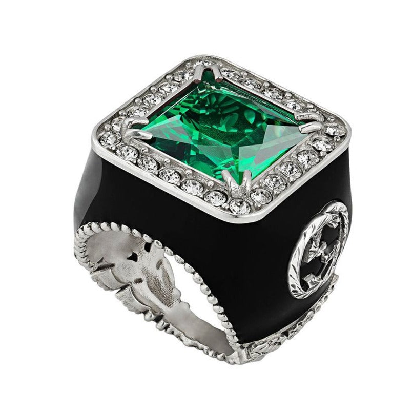 Gucci GG Crystal-embellished Signet Ring in Green