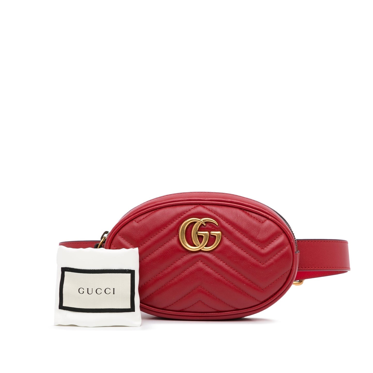 Gucci GG Marmont Belt Bag Red Matelassé