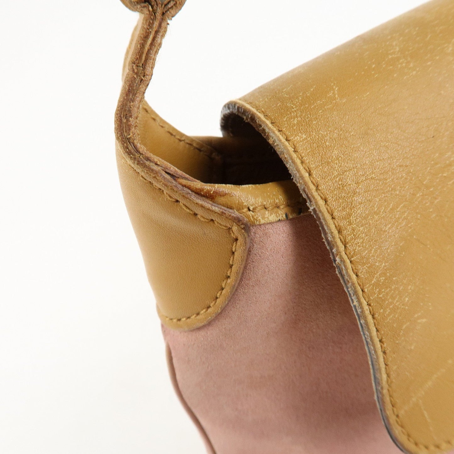 GUCCI Bamboo Suede Leather Shoulder Bag Pink Beige 001.4096.1705