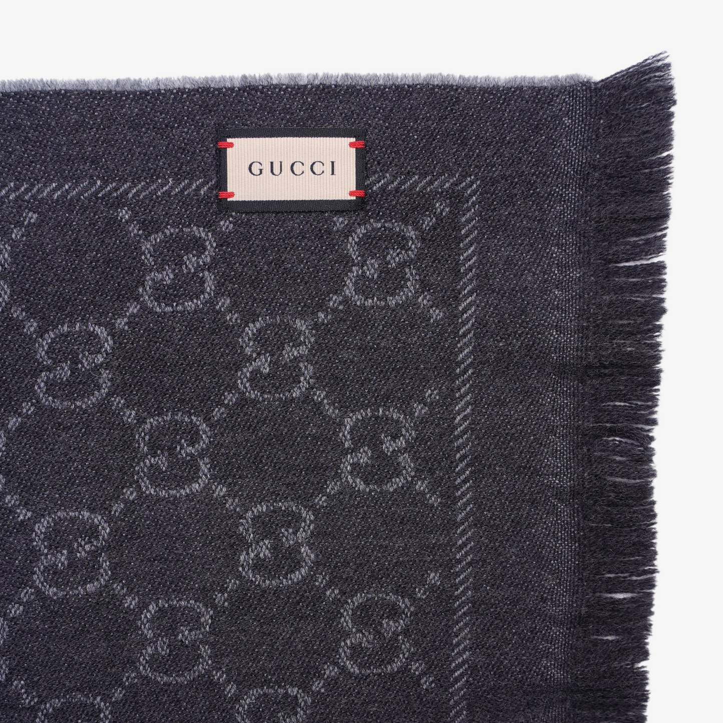 Gucci Womens GG Jacquard Scarf Black Grey