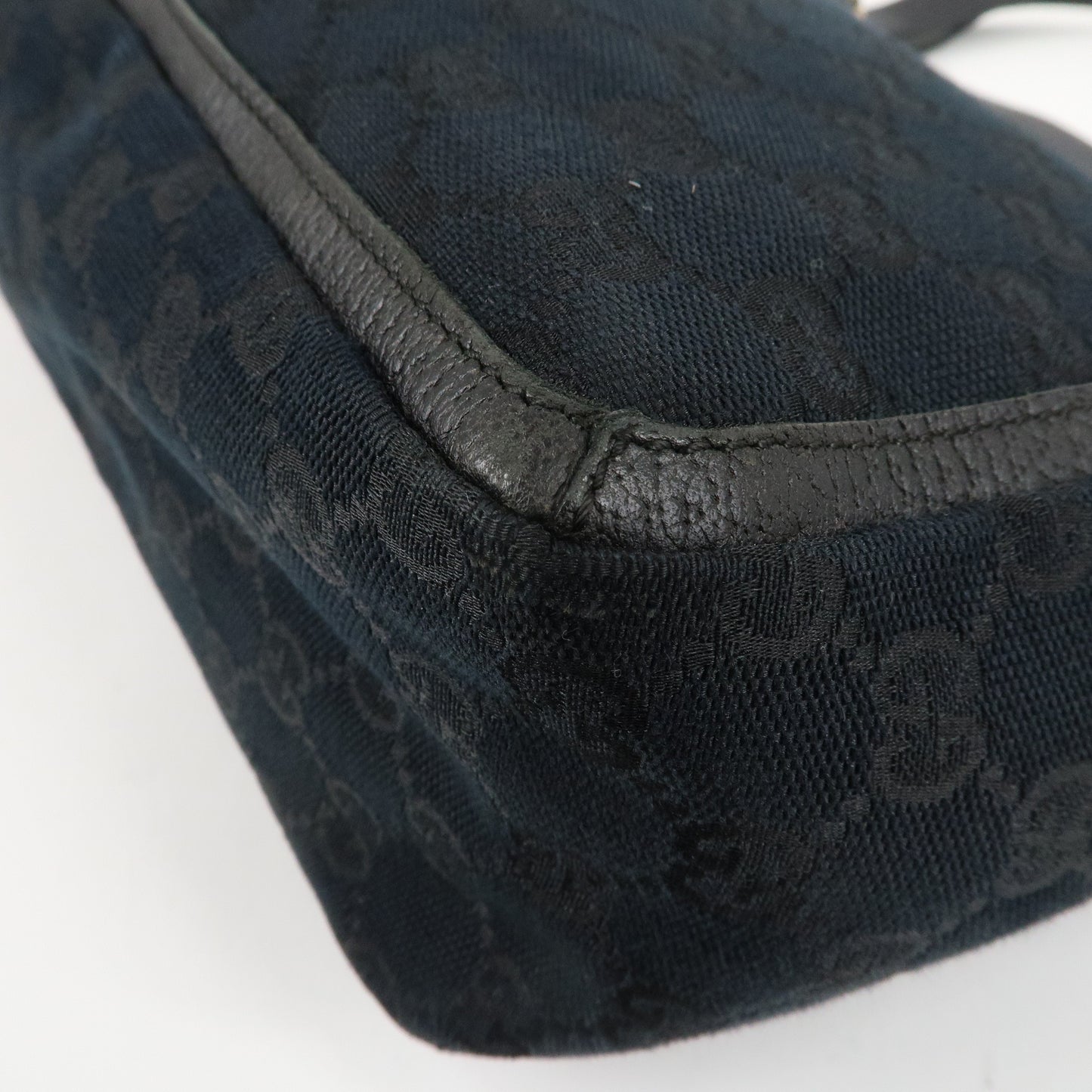 GUCCI Abbey GG Canvas Leather Tote Bag Hand Bag Black 146247