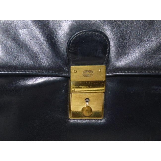 Gucci Padlock Bag Two Way Top Handle With Strap Black Leather Satchel