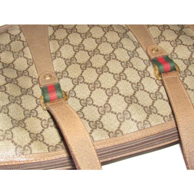 Gucci Vintage Pursesdesigner Purses Brown Large G Logo Print Coated Canvas And Brown Leather With Re