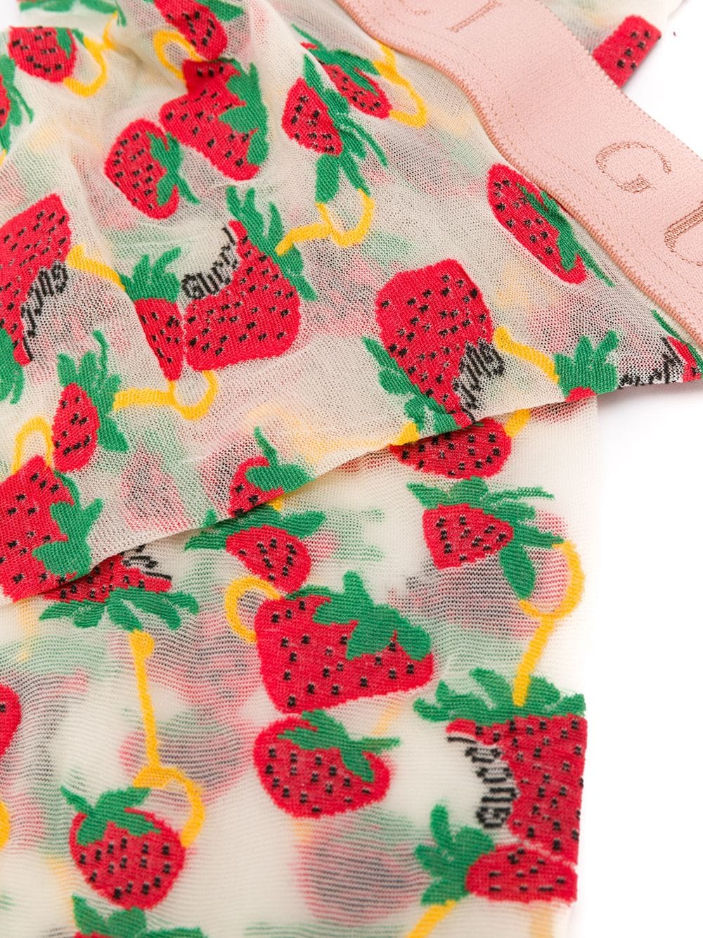 Gucci Strawberry Horse-bit Pattern Socks in White
