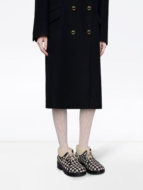 Gucci Houndstooth Lace up Bootie in White
