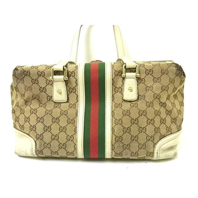 Gucci Jolicoeur Vintage Pursesdesigner Purses Brown Leather And Gg Leather Satchel