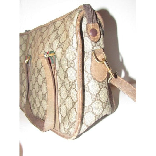 Gucci Vintage Pursesdesigner Purses Brown Large G Logo Print Coated Canvas And Brown Leather With Re