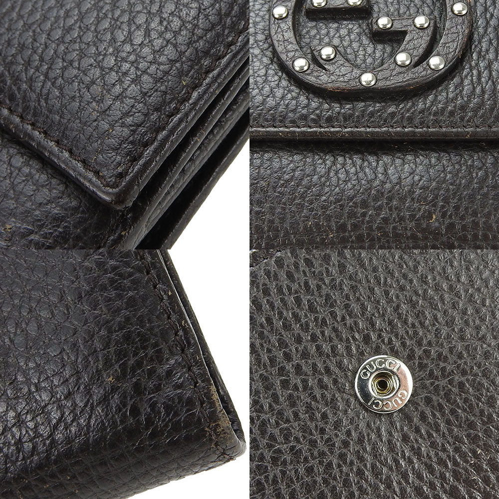 GUCCI Long Wallet Purse 231843 leather Dark brown Interlocking Women Used