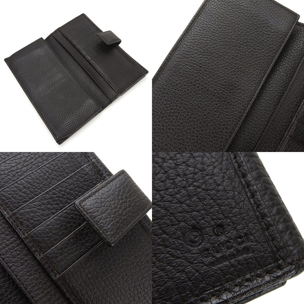 GUCCI Long Wallet Purse 231843 leather Dark brown Interlocking Women Used