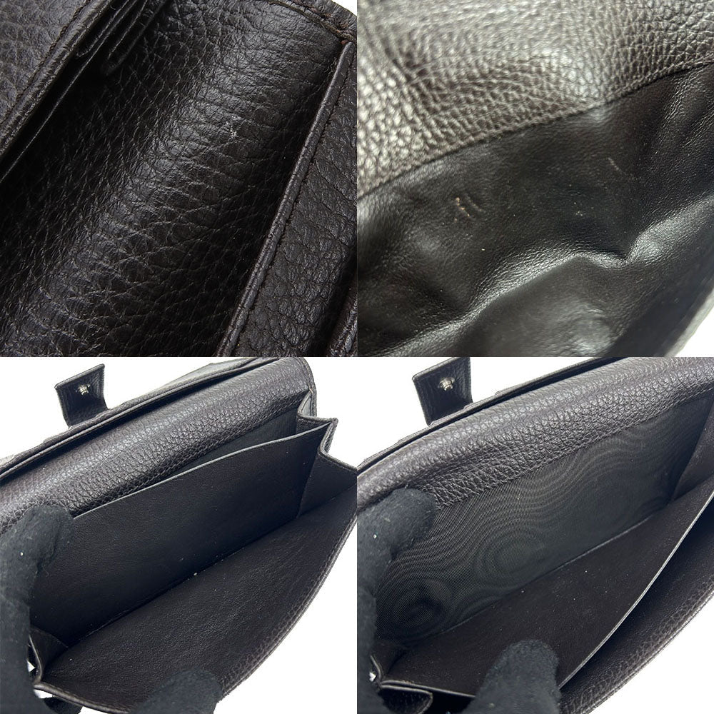 GUCCI Long Wallet Purse 231843 leather Dark brown Interlocking Women Used