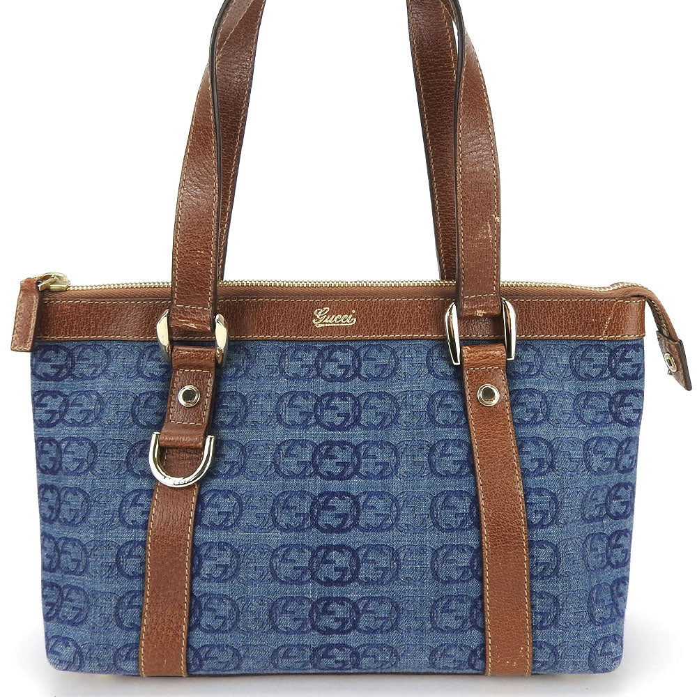 GUCCI Handbag 141471 denim blue Interlocking Women Used