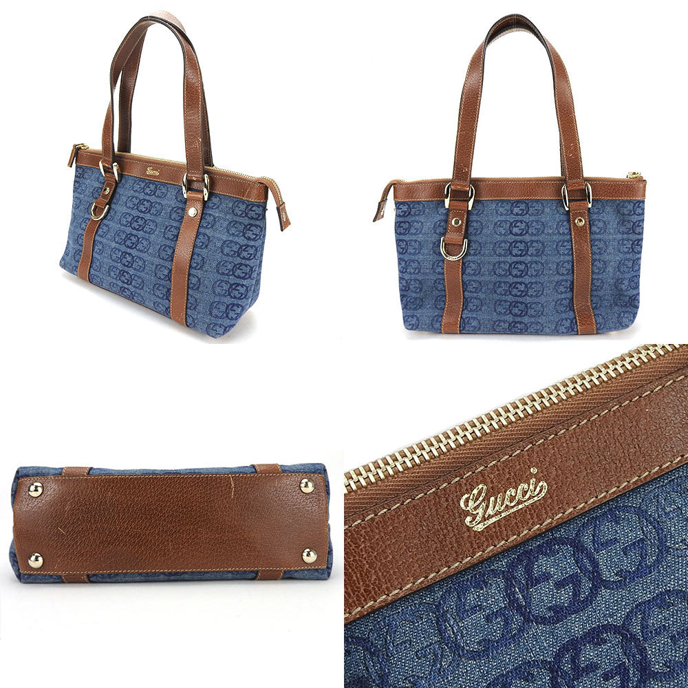 GUCCI Handbag 141471 denim blue Interlocking Women Used