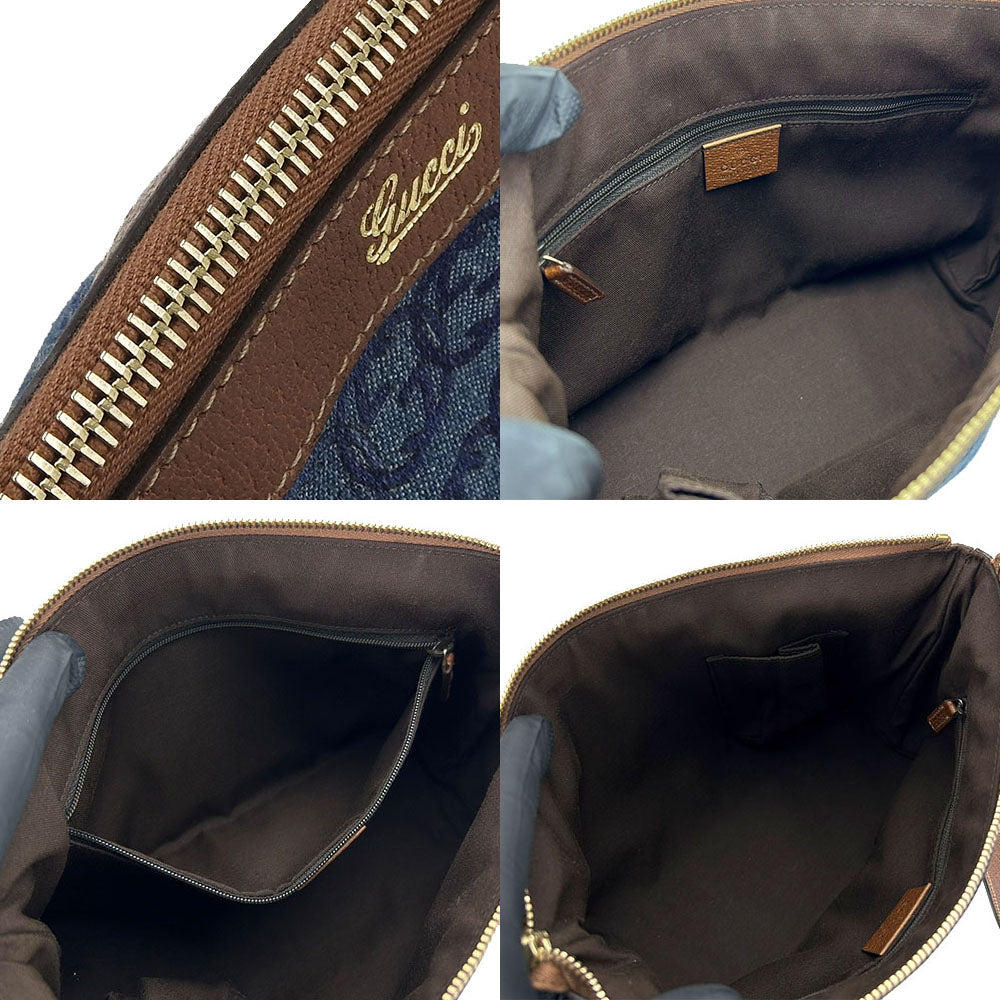 GUCCI Handbag 141471 denim blue Interlocking Women Used