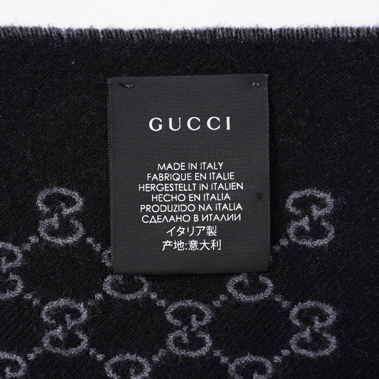 Gucci Womens GG Jacquard Scarf Black 33x175