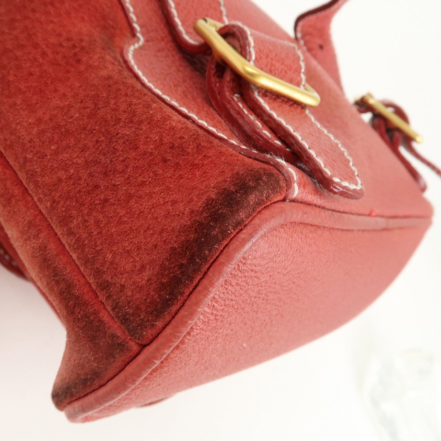 GUCCI Bamboo Leather Backpack Mini Ruck Sack Bag Red 003.1705