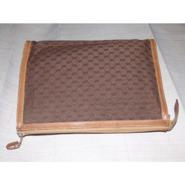 Gucci Vintage Purses Brown Leather And Gg Leather Clutch