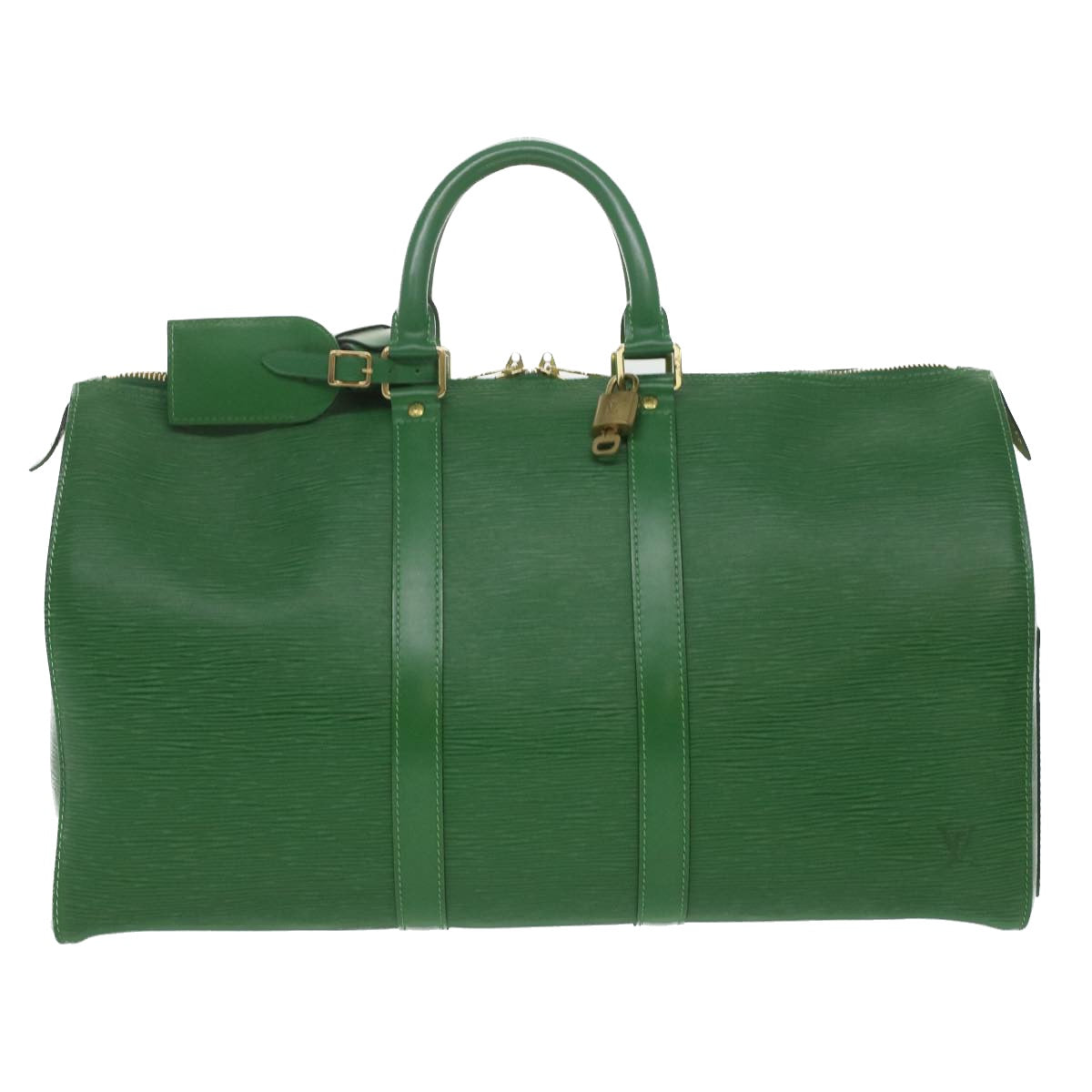 Louis Vuitton Green Leather Keepall 45 travel bag