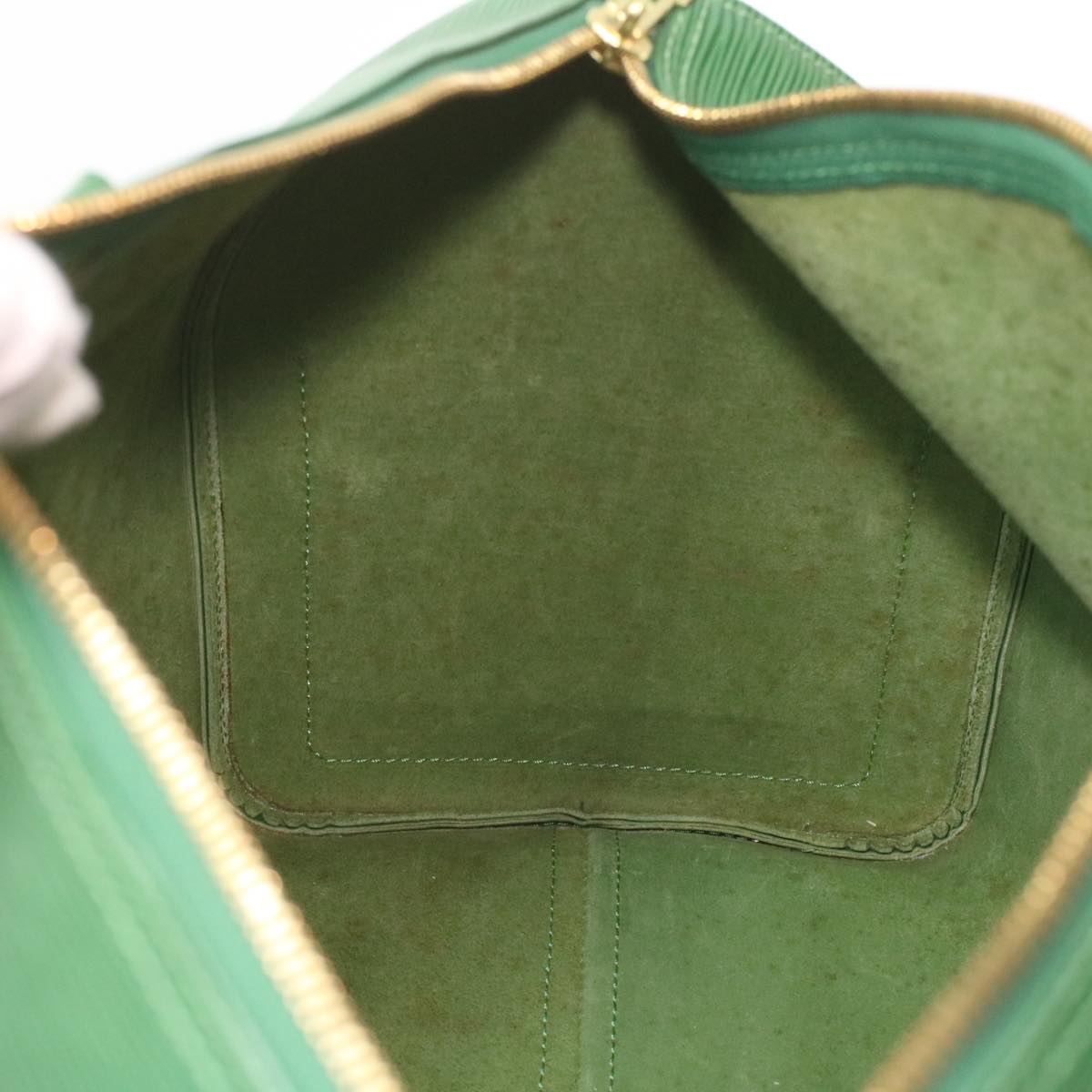 Louis Vuitton Green Leather Keepall 45 travel bag