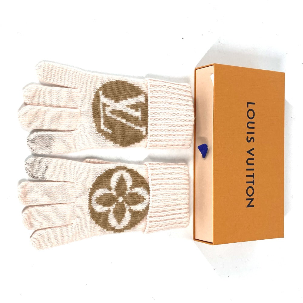 LOUIS VUITTON gloves M79254 wool beige flight mode Globe Maille LV Medallion